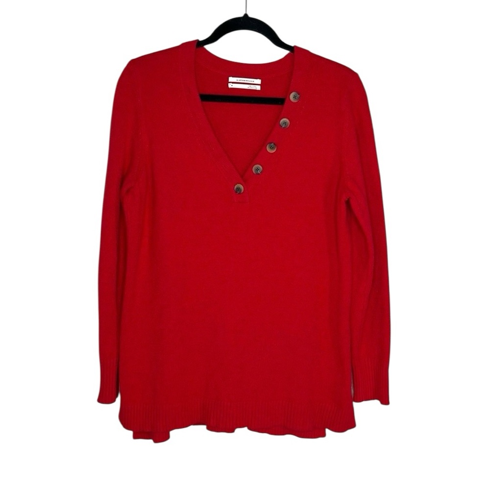 By Anthropologie Red V Neck Sweater size Medium